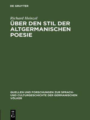 cover image of Über den Stil der altgermanischen Poesie
